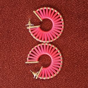 Island Beauty Beaded Hoop Earrings in pink,  New